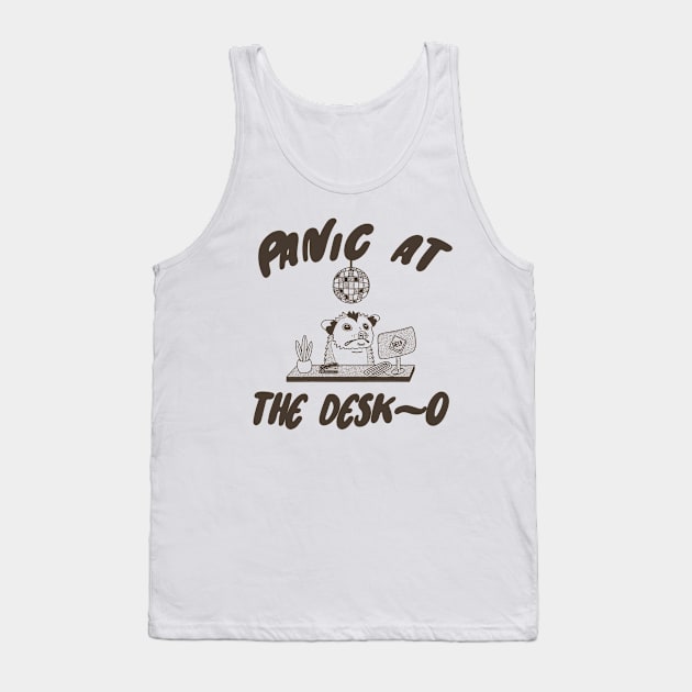 Panic at the Desk-o Opossum Shirt, Weird Opossum Meme Tank Top by Y2KERA